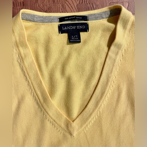 Lands End 100% Supima Cotton VNeck Sweater *Excellent Cond* Size L - Picture 2 of 4
